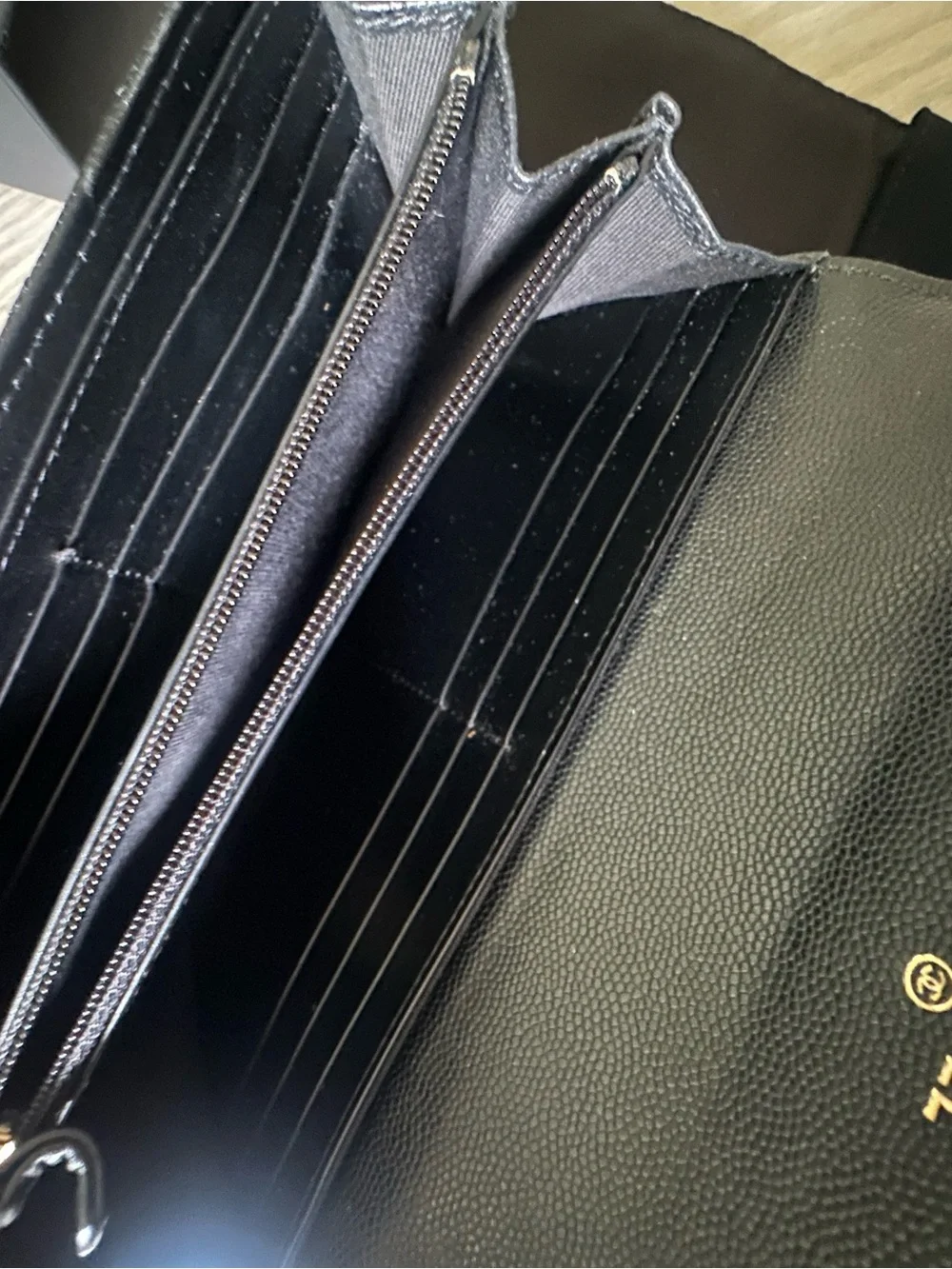 CHANEL Boy Wallet .Long Flap Wallet – Black Caviar Leather - Picture 5 of 6